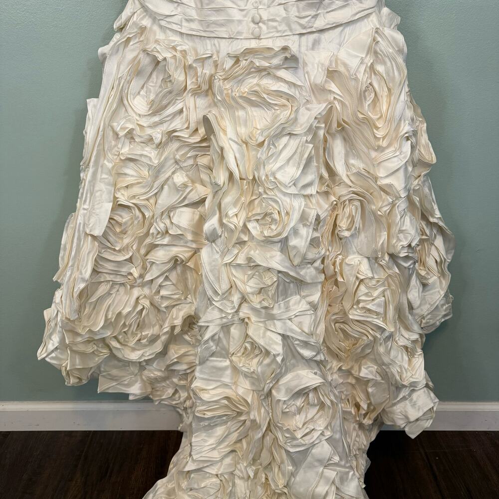 Angelina Faccenda Bridal Wedding Gown Size 6 Mermaid Rosette Sweetheart Ivory - Picture 13 of 16